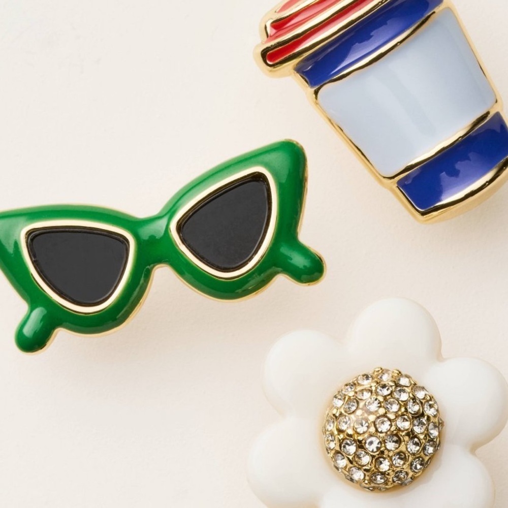 NWT Kate Spade New York Mixed Novelty Stud Earrings 3pk - Picture 2 of 5